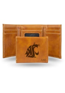 Washington State Cougars Personalized Laser Engraved Mens Trifold Wallet