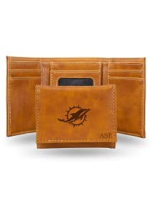 Miami Dolphins Personalized Laser Engraved Mens Trifold Wallet