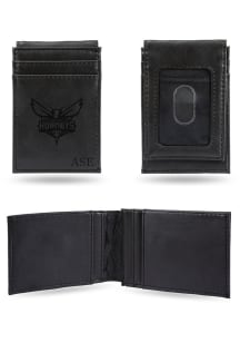 Charlotte Hornets Personalized Laser Engraved Front Pocket Mens Bifold Wallet