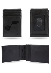 Utah Jazz Personalized Laser Engraved Front Pocket Mens Bifold Wallet