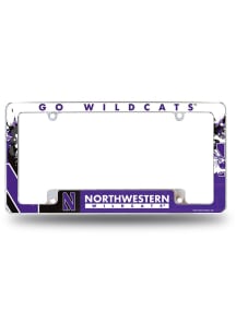 Silver Northwestern Wildcats All Over Chrome License Frame