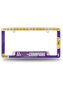 Los Angeles Lakers 17X NBA Champs All Over Chrome License Plate Frame - Black