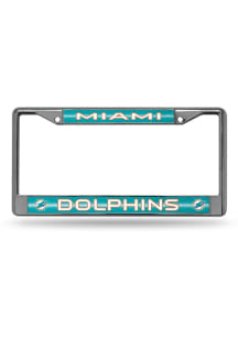 Miami Dolphins Glitter Chrome License Frame