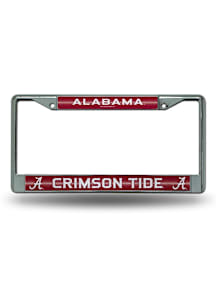 Alabama Crimson Tide Glitter Chrome License Plate Frame - Silver