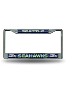 Seattle Seahawks Glitter Chrome License Plate Frame - Silver