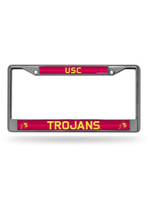 Silver USC Trojans Glitter Chrome License Frame