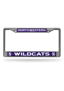 Silver Northwestern Wildcats Glitter Chrome License Frame