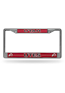 Utah Utes Glitter Chrome License Plate Frame - Silver