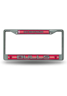Chicago Bulls Glitter Chrome License Plate Frame - Silver