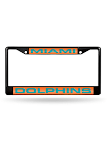 Miami Dolphins Black Chrome License Plate Frame - Black