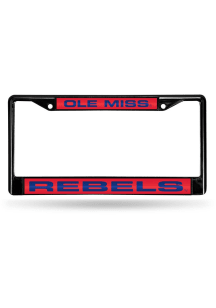 Ole Miss Rebels Black Chrome License Plate Frame - Black
