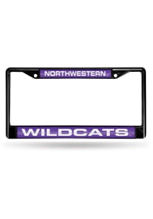 Black Northwestern Wildcats Black Chrome License Frame