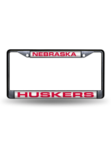 Nebraska Cornhuskers Black Chrome License Frame