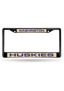 Black Washington Huskies Black Chrome License Frame