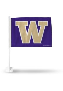 White Washington Huskies Double Sided Car Flag