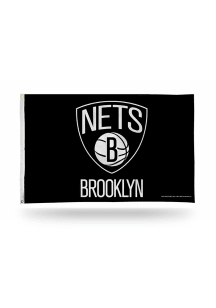 Brooklyn Nets 3x5 White Silk Screen Grommet Flag