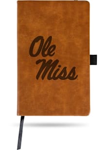 Ole Miss Rebels Engraved Notebook and Folder - Brown