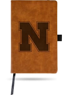 Nebraska Cornhuskers Engraved Notebook and Folder - Brown