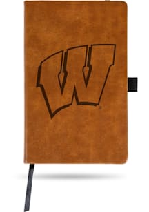 Wisconsin Badgers Engraved Notebook and Folder - Brown