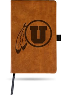 Utah Utes Engraved Notebook and Folder - Brown