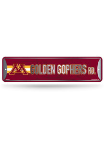 Silver Minnesota Golden Gophers 4x15 Metal Street Sign