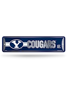 BYU Cougars 4x15 Metal Street Sign - Silver