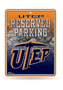 UTEP Miners Metal Parking Sign - Silver