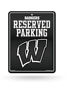 Wisconsin Badgers Metal Parking Sign - Black