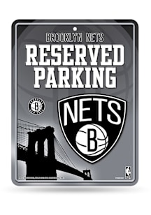 Brooklyn Nets Metal Parking Sign - Silver