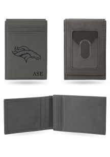 Denver Broncos Personalized Laser Engraved Front Pocket Mens Bifold Wallet