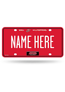 Western Kentucky Hilltoppers Red Personalized Car Accessory License Plate