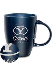 BYU Cougars 18oz Sunburst Lustre Ceramic Mug - Navy Blue