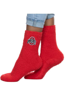 Ohio State Buckeyes Red Fuzzy Youth Crew Socks