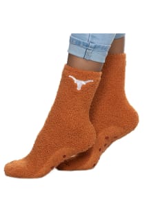 Texas Longhorns Fuzzy Slipper Womens Crew Socks
