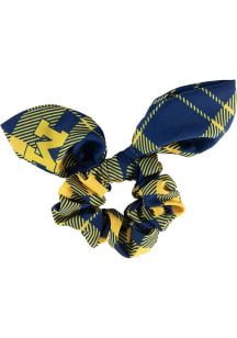 Plaid Bow Michigan Wolverines Womens Hair Scrunchie - Navy Blue