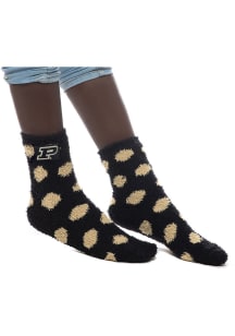 Purdue Boilermakers Fuzzy Dot Womens Quarter Socks