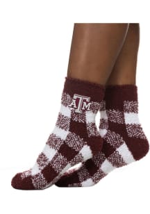 Texas A&amp;M Aggies Fuzzy Buffalo Check Womens Quarter Socks