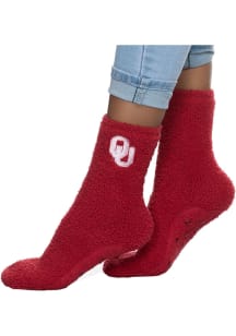 Oklahoma Sooners Red Yth Fuzzy Slipper Youth Crew Socks