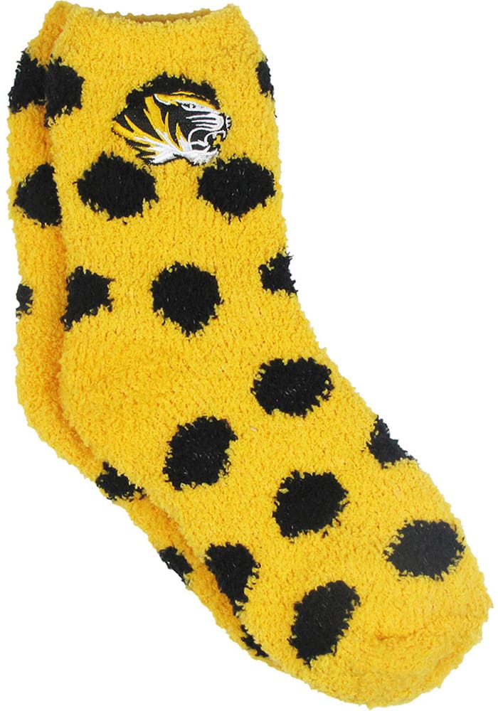 Missouri Tigers Polka Dot Fuzzy Womens Quarter Socks