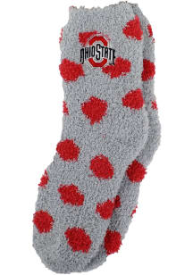 Ohio State Buckeyes Polka Dot Fuzzy Womens Quarter Socks