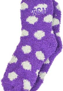 TCU Horned Frogs Polka Dot Fuzzy Womens Quarter Socks