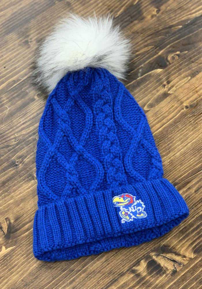 Kansas Jayhawks Blue Cable Knit Womens Knit Hat