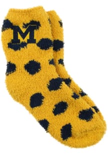 Reverse Fuzzy Dot Michigan Wolverines Womens Quarter Socks - Yellow