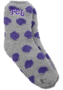 TCU Horned Frogs Reverse Fuzzy Dot Womens Quarter Socks