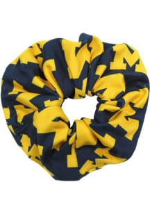 Stacked Michigan Wolverines Womens Hair Scrunchie - Navy Blue