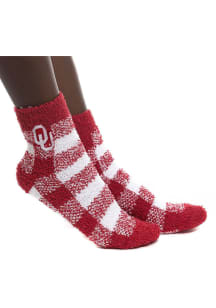 Oklahoma Sooners Buffalo Check Fuzzy Womens Quarter Socks