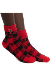 Texas Tech Red Raiders Buffalo Check Fuzzy Womens Quarter Socks