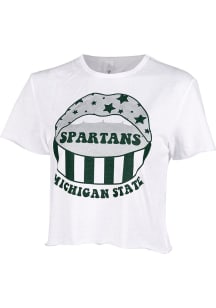 Michigan State Spartans Womens White Mouth Short Sleeve T-Shirt