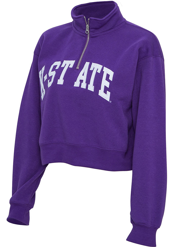 K-State Wildcats Womens Purple Crop 1/4 Zip Pullover