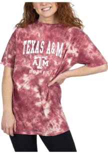 Texas A&amp;M Aggies Womens Maroon Tie Dye Oversized Short Sleeve T-Shirt